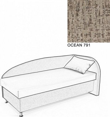 Čalouněná postel AVA NAVI, s úložným prostorem, 90x200, pravá, OCEAN 791