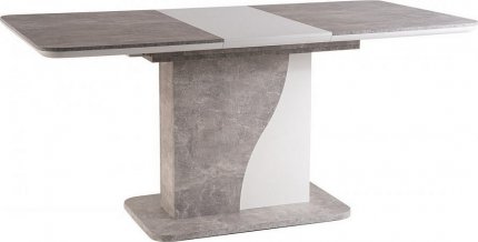 Rozkládací jídelní stůl SYRIUSZ 120x80, šedá beton/bílá mat