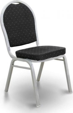 Židle, stohovatelná, látka černá / rám šedý, JEFF NEW
