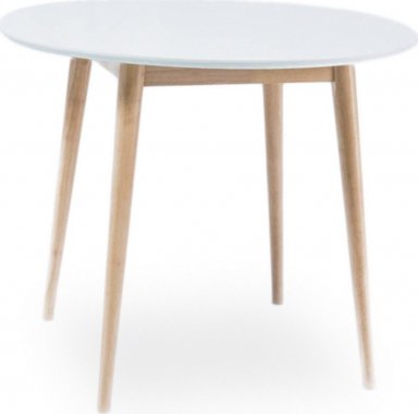 Jídelní stůl kulatý LARSON 100x100 cm bílá/dub bělený