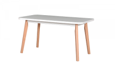 OSTENA 6 (OSLO 6) jídelní stůl rozkládací - lamino deska +sokl Bílá (bílá borovice andersen) / nohy Buk -kolekce "DRE" (K150-E)