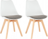 Plastová jídelní židle DAMARA bílá/hnědá látka (2 ks)