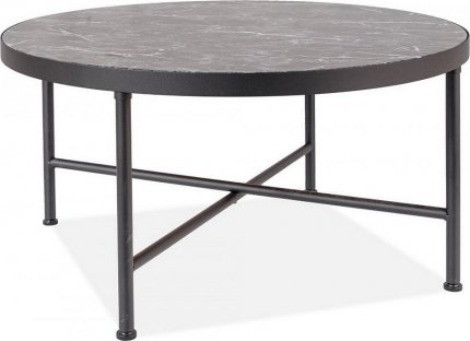 Kulatý konferenční stolek AMULET černý mramor/černá mat