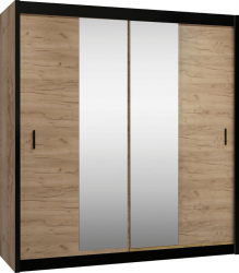 Skříň s posuvnými dveřmi, černá/dub craft, 203x215 cm, CRAFT