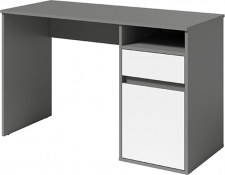 Psací PC stůl BILI, tmavě šedá-grafit/bílá