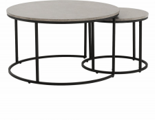 Kulatý konferenční stolek IKLIN, set 2 kusů, beton/černá