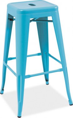 Barová kovová židle LONG modrá