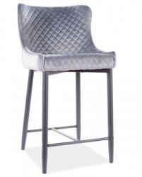 Barová židle TIAN B H-2 VELVET šedá/černý kov