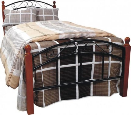 Kovová postel Dorka 90x200, třešeň/černý kov