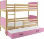 Patrová postel s přistýlkou Tamita borovice/růžová