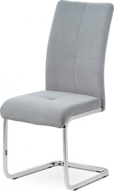 Jídelní židle, stříbrná sametová látka, kovová pohupová chromovaná podnož DCL-440 SIL4