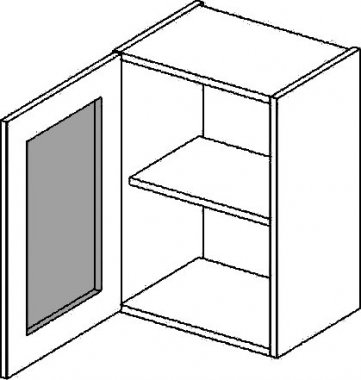 Horní kuchyňská skříňka COSTA W40WL 1-dveřová, bílá lesk/mraž. sklo