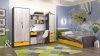 Dětská postel DISNEY 90x200, s úložným prostorem,  dub kraft bílý/šedý grafit/žlutá