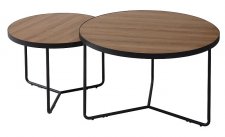 Kulatý konferenční stolek MOLY II sada 2 kusů, ořech/černý kov