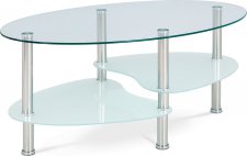 Oválný konferenční stolek GCT-301 MIL1, čiré sklo/leštěný nerez