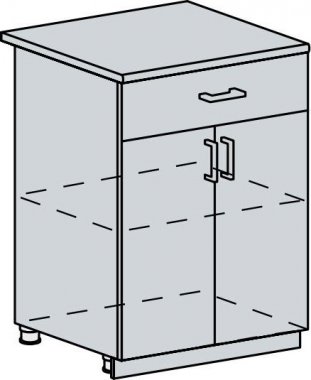 Spodní kuchyňská skříňka VALERIA 60D1S, 2-dveřová se zásuvkou, bk/black stripe lesk