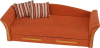 Rozkládací pohovka PATRYK, s úložný prostorem, oranžová/pruhovaný vzor/olše