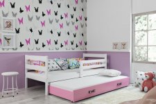 Dětská postel Norbert II 90x200 s přistýlkou, bílá/růžová