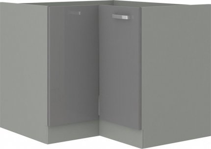 Rohová kuchyňská skříňka Garid 90x90 ND 2F BB šedý lesk/šedá