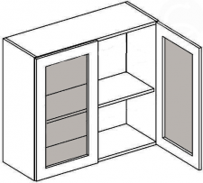 Horní kuchyňská skříňka NORA de LUX W80WMR 2-dveřová, hruška/mraž. sklo