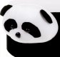 Taburet - panda, kombinace černé a bílé látky mikroplyš, nohy masiv kaučukovník LA2008