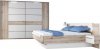 Ložnicový komplet (skříň + postel + 2x noční stolek), dub bergamo / bílý lesk, CANBERA