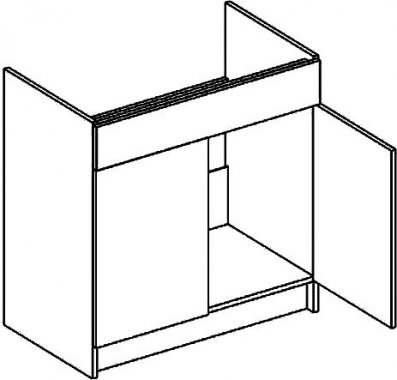 Spodní kuchyňská skříňka CLAUDIE D80ZL, dřezová, sonoma