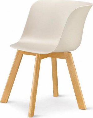 Židle, plast + dřevo buk, béžová, LEVIN