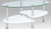 Konferenční stolek ACT-007 WT1, sklo / police vysoký lesk bílý / leštěný nerez