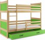 Patrová postel Riky s úložným prostorem, borovice/zelená