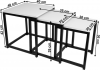 Set 3 ks konferenčních stolků KASTLER NEW TYP 3, bílá matná/černý kov