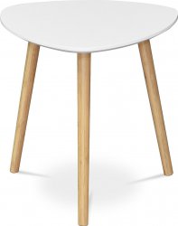 Stůl konferenční 40x40x40 cm,  MDF bílá deska,  nohy bambus přírodní odstín AF-1132 WT