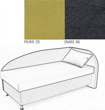 Čalouněná postel AVA NAVI, s úložným prostorem, 120x200, pravá, MURA 35/INARI 96