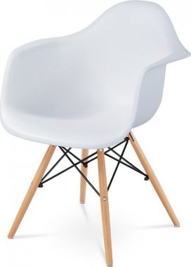 Plastová jídelní židle CT-719 WT1, bílá/masiv buk