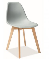 Plastová jídelní židle MORIS světle šedá/buk