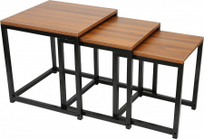 Set 3 konferenčních stolků, ořech/černá, Kastler New TYP 3