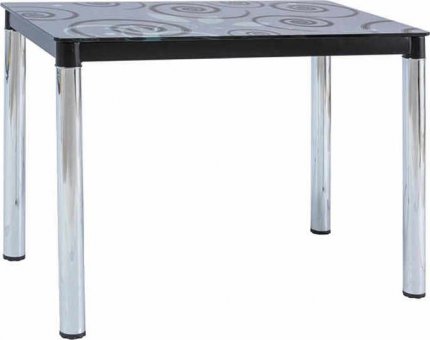 DAMAR II - jídelní stůl (DAMAR2CCH100), černý/nohy chrom tvrzené sklo s ornamentem 100X60  kolekce (S) (K150-E)