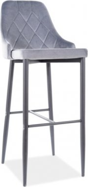 Barová židle REX VELVET šedá/černý kov