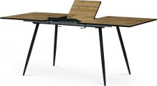 Jídelní stůl, 140+40x80x76 cm, MDF deska, 3D dekor divoký dub, kov, černý lak HT-921 OAK