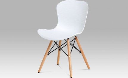 Jídelní židle AUGUSTA WT, bílý vroubkovaný plast / natural 