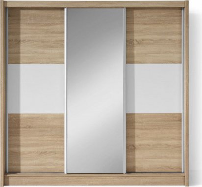 VEGAS 7D šatní skříň se zrcadlem sonoma/bílá