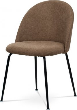 Jídelní židle, hnědá látka, kovová čtyřnohá podnož, černý matný lak CT-017 BR2