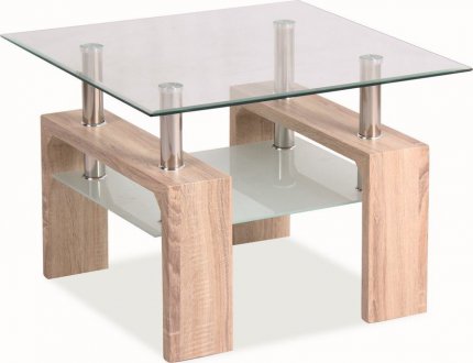 Konferenční stolek LISA D BASIC, dub sonoma/sklo