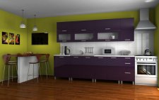 Kuchyňská linka Saleri KRF 260 cm, fialový lesk