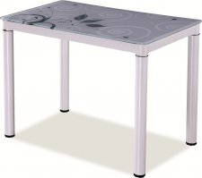 DAMAR (DAMARB) jídelní stůl 100X60 bílá / bílé nohy , tvrzené sklo s ornamentem (S) (K150-E)