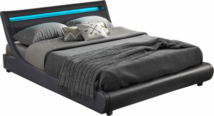 Čalouněná postel FELINA 160x200, s LED osvětlením, černá