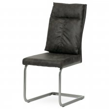 Jídelní židle, šedá látka v dekoru vintage kůže, kovová podnož, broušený nikl DCH-459 GREY3