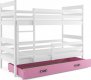 Patrová postel Norbert s úložným prostorem, bílá/růžová