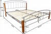 Kovová postel MIRELA 140x200, olše/stříbrný kov