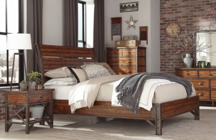 Masivní postel HOLVERSON 150x200, dřevo topol/kov